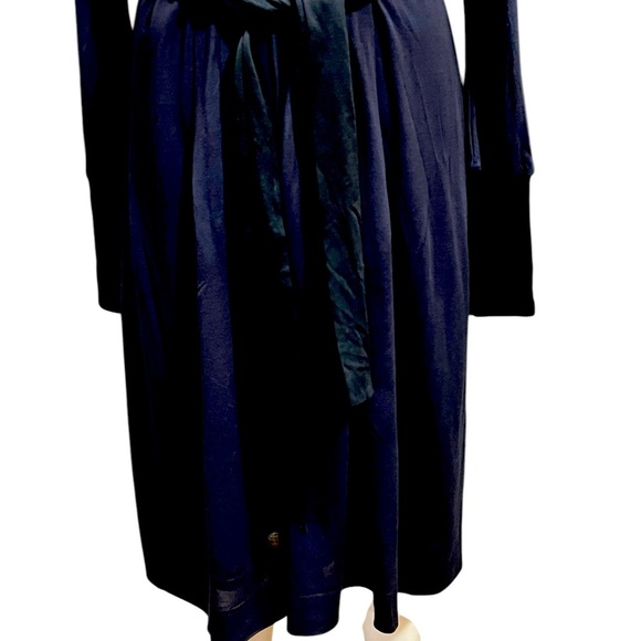 Tory Burch Blue & Black Gold Button Silk Cotton Blend Jersey Dress Size medium - Picture 10 of 13